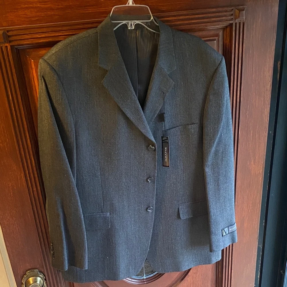 Mazzoni Men’s 46R Gray Herringbone Sport Coat Blazer NWT Jacket 46 Regular